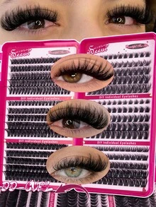 450pcs D Curl False Lash, Extended Tail Multi-Style Mixed False Eyelashes , Soft & Comfortable, Wispy Soft Daily Cluster Lashes Self Use, Lashes, Eyelashes - D - View 1