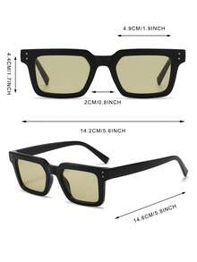 1 Pair Men's Black Square Minimalist Solid Color Rivet Decor Street Style Casual Fashion Glasses - Black - View 4