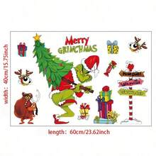 The Grinch 1pc Green Fur Monster Christmas Decoration Sticker, Wall Sticker, Window Sticker, PVC Wall Sticker, Door Decoration Sticker, Car Decoration Sticker, Window Glass Sticker, Store Decoration Sticker, Halloween Costume Prop - Multi-color - View 12