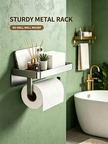 1PC/6PCSWall Mounted Toilet Paper Holder With Storage Shelf, Bathroom Tissue Roll Holder With Top Tray, Multi-Function Bathroom Wall Organizer, Space Saving Bathroom Accessory, Wall Mount Tissue Rack For Restroom, Hold Toiletries - Multicolor - View 12