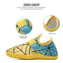 Kids Yellow & Blue Colorblock Spider Web Pattern Beach Shoes, Unisex Toddler Water Shoes, Hook & Loop Quick-Dry Non-Slip Seaside Creek Shoes - Yellow - View 5