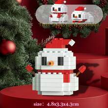 Christmas Party Gift Set, ABS Material, Includes: Santa Claus, Snowman, Reindeer, Christmas Tree. Single Style Can Be Assembled Into Three Forms. Flexible Discount, Building Block Toy Set. Suitable For Christmas, Halloween, Major Holidays DIY Assembly Handmade Gift. - Multicolor - View 12
