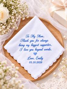 Personalized Wedding Handkerchief, Customized Wedding Date Handkerchief, Gift For Bride And Bridesmaids, Handkerchief - Multicolor - View 5