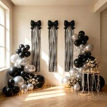 4pcs Black Balloon Set, Suitable For New Year Adult Surprise Birthday Party, Anniversary Decoration, Opening Welcome, Bar Event, Bachelor Party, Photo Backdrop - Multicolor - View 5