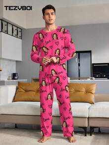 Custom Men's Pajama Set, Can Print Any Pattern, Personalized Unique Christmas Gift, Suitable For Family, Friends And Holiday Parties - Black - View 4