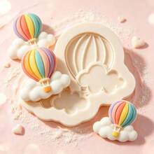 Cetakan Silikon Bentuk Balon Udara Panas Anti Lengket untuk Fondant, Permen, Cokelat, Alat Pembuat Kue, Dekorasi Kue DIY, Topper Cupcake Gula Permen, Sabun, Lilin - Light Grey - View 2
