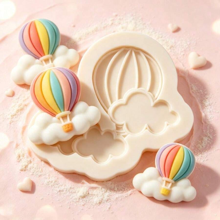 Cetakan Silikon Bentuk Balon Udara Panas Anti Lengket untuk Fondant, Permen, Cokelat, Alat Pembuat Kue, Dekorasi Kue DIY, Topper Cupcake Gula Permen, Sabun, Lilin