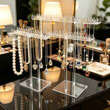 Jewelry Display Stand For Bracelets, Necklaces, And Hairbands, Featuring A Creative Hanging Rack For Showcasing High-End Additions. This Multi-Position Storage Rack Is Perfect For Bedroom Decor And Makes A Stylish Gift For Young Women - Clear - View 4