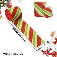The Grinch أشرطة عيد الميلاد بطول 5 أمتار، شرابات، شخصيات عيد الميلاد الخضراء الناعمة، أشرطة مربعات، أشرطة حلوى بنقاط، ديكورات العطلات - متعدد الألوان - مشاهدة 5