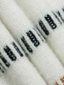 Nicenter Women's Round Neck Half Button Color Block Striped Sweater,White Elegant Wool Blend Sweaters,Fall Clothes For Women,Winter Fall Outfit For Daily Wear - Multicolor - View 4