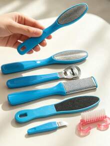 Pedicure Tool Set Stainless Steel Foot File Exfoliating Foot Scraper Callus Remover Dead Skin Remover Foot Brush Foot Rasp Tool - Multicolor - View 3