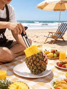 1pc Stainless Steel Pineapple Slicer Cutter, Manual Pineapple Corer Remover, Fruit Peeler Tool For Cutting Pineapple Rings, Easy To Use Kitchen Gadget For Home Fruit Preparation, Color And Style Random - Multicolor - View 4