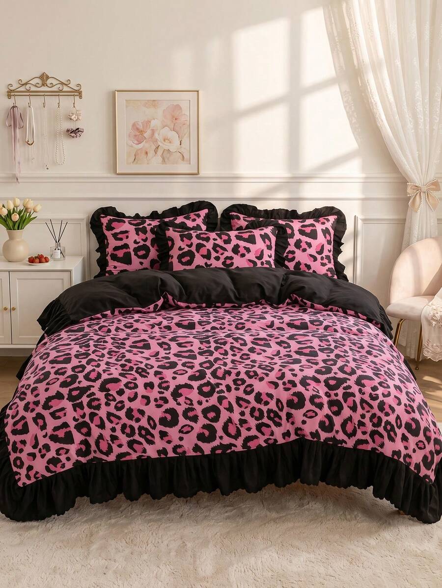 2/3pcs Ruffle Duvet Cover Set, Dorm Bedding, Cozy Room Decor, Skin-Friendly Breathable, Super Soft Anti-Pilling, No Duvet Insert Included, Suitable For Twin/Full/Queen/King Bed, All Season, Machine Washable, Back To School
