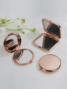 Elegant & Charming Aluminum Alloy Round Portable Makeup Mirror, Polished Shiny Shell With Clasp, Birthday, Wedding, Anniversary Gift, Travel, Handbag Carry, All-Season Daily Touch-Up - Multicolor - View 5