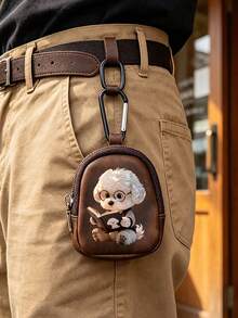 Cute Puppy Flower Pattern Zipper Key Bag, Multi-Functional Key Bag For Both Men And Women, Zipper Key Storage Bag, Portable Compact Key Bag, Multi-Slot Mini Bag, Can Store Keys, ID Cards, Bank Cards, Earphones, Etc., Ideal Choice For Birthday, Christmas, Thanksgiving - Multicolor - View 1
