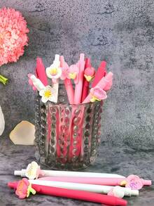 6/3/1pcs Cute 3D Flower Gel Pens, Cherry Blossom/Peach Blossom Pattern, Creative Embossed Pens, High-Quality Gel Ballpoint Pens, Student Essential, Back To School Gift, Great Choice For Students And Friends, Best Back To School Gift Choice - Cherry Blossoms - View 4