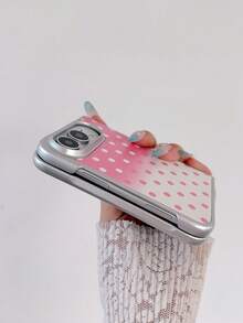 Casing Ponsel Minimalis Mewah dengan Motif Gradien Polka Dot, Kompatibel dengan iPhone Duo, Pelindung Bingkai Depan Keras yang Dapat Dilipat, Perlindungan Penuh Tahan Guncangan, Cangkang Pelindung Ultra Tipis - Berwarna merah muda - View 4
