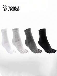 2/4/8 Pairs Minimalist Solid Color Unisex Five-Toe Socks, Moisture-Wicking Split-Toe Design, Multi-Color Options, Sports & Casual Socks - Multicolor - View 5