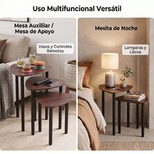Set Of 3 Nesting Triangular Side Tables, Coffee And End Tables For Small Spaces, Living Room, Bedroom And Sofa - Coffee Brown - View 4