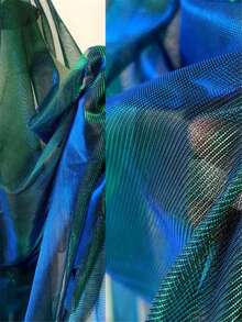 1pc Blue Red Color-Changing Iridescent Metallic Fabric, Soft Elastic Shiny Lurex Material, Glossy Color-Shifting Fabric, Suitable For Handmade Formal Evening Gowns, Ball Gowns, Dance Performance Costumes And Craft Clothing Projects - Multicolor - View 19