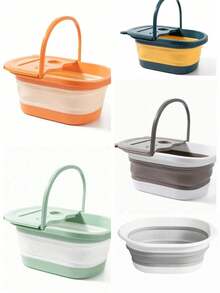 Adult Foldable Massage Foot Bath Tub, Suitable For Home/Dorm, Minimalist Design, With Lid, Deep Soaking Foot Bath - Multicolor - View 4