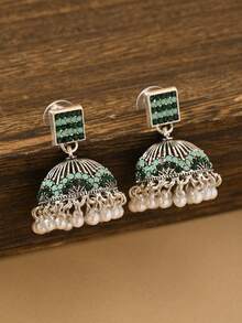 1pair Exquisite Rhinestones Decoration Jhumka Earrings, Style Faux Pearl Pendant For Women's Daily,Party Wear,Festival Accessories Jewelry - Earring - View 9