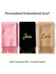 Customized Embroidered Tactile Tassel Scarf, Personalized Name Women's Long Scarf, Soft Tassel Shawl, Suitable For Winter Layering, Travel And Daily Wear - Multicolor - View 8