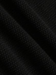 Men Old Money Heather Ribbed Knit Long Sleeve Top, Crew Neck Loose Fit Knitted Shirt, Preppy Layer Tee For Campus Daily & Holiday Vacation Outfits - Black - View 4
