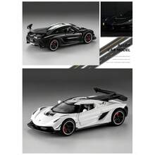 3pcs 1/32 Scale Jesko Alloy Diecast Car Model, Simulated Supercar With Openable Doors, Pull Back Function, Desktop Ornament, Collectible Display Decor, Holiday Gift - Multicolor - View 3