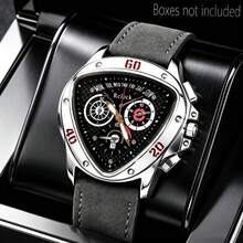 1pc Men's Triangle Shaped Quartz Watch, Fashionable Business Quartz Watch With Classic Triangle Dial And Comfortable Artificial PU Strap. Ideal Gift For Friends And Family, Also Suitable For Casual Wear During Easter (Packaging Box Not Included) - Silver - View 3