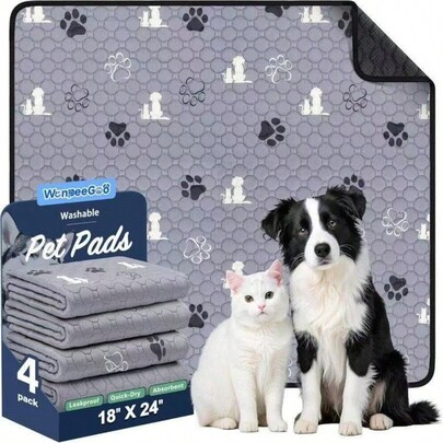 2pcs Washable Dog Pee Pads, Absorbent Reusable Training Pads, Pet Puppy Pee Pads, Non-Slip Diaper Pads, Whelping Cage Pads, 18"X24" Gray