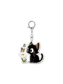 Black Cat Cartoon Cute Key Pouch, Cartoon Cute Car Remote Key Bag, Matching Cat Pendant, Zipper Closure, Unisex Multi-Function Car Key Storage Bag, Portable Coin Purse, Pendant Wrist Strap Keychain, Solid Color Minimalist Lychee Texture Women's Lychee Texture Key Bag, Universal Car Key Bag, Large Capacity Lightweight Home Key Bag, Ideal Gift For Cat Lovers, Can Be Used As Birthday Gift, Graduation Gift - Multicolor - View 12