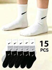 5 Pairs/10 Pairs/15 Pairs/20 Pairs Striped Diagonal Student Socks World Cup Sports Socks Sweat-Absorbent Breathable Versatile Casual Socks - Multicolor - View 20