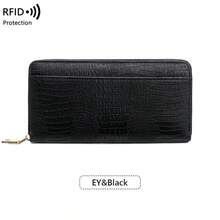 MIYIN محفظة نسائية طويلة 1 قطعة، بتصميم جلد تمساح ومنقوش منسوج، مزودة بحماية RFID، بسحاب دائري، متعددة فتحات البطاقات، سعة كبيرة وحامل هاتف - متعدد الألوان - مشاهدة 15
