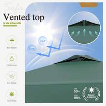 Carpa Toldo Desplegable 10x10 Pies, Toldo Instantáneo Portátil con Techo Ventilado, UPF50+, Patas Rectas, Incluye Estacas y Cuerdas, Bolsa de Transporte, para Camping y Fiestas, Verde - Verde - Ver 5