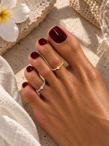 1pc 925 Sterling Silver Clover Adjustable Toe Ring For Women, Zirconia Toe Ring, Summer Beach Foot Jewelry - Toe Rings - View 3