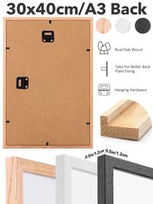 1/3/6件 30x40cm 純橡木相框，極簡現代木製相框，適用牆掛或桌面擺飾，客廳臥室辦公室家居裝飾，黑色/白色/原木色，A4/A3/30x40cm - 實木相框 - 查看 4