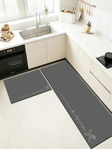 1 Pc Dark Gray Cutlery Pattern Kitchen Mat, 3.5 Mm Soft Rubber That Absorbs Water And Is Easy To Clean. Suitable For Corridors, Bathrooms, Living Rooms, Outdoor Door Mats, And Toilets. Useable Throughout The Year And For Various Holidays. - Multicolor - View 9