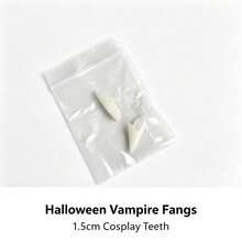 1 Pair 1.5cm Vampire Fangs, Halloween Resin False Teeth, Cosplay Costume Prop, Gothic Vampire Zombie Denture Party Supplies - White - View 8