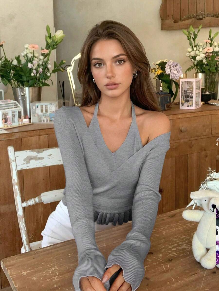 Elegant & Sexy Women's Sweater, Autumn/Winter Sweet & Simple V-Neck ...