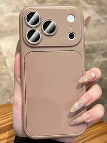 奢華酒紅色大窗一體式相機保護手機殼,適用於 iPhone 17 Pro Max 17 Pro 17 16 Pro Max 16 Pro 16 15 Pro Max 15 Pro 15 14 Pro Max 14 Pro 14 13 Pro Max 13 Pro 13 12 Pro Max 12 Pro 12 11,極簡純色防摔緩衝保護殼,情侶禮物 - 沙漠金 - 查看 3