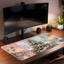 1pc Vintage Watercolor Christmas Tree Large Extended Mouse Pad, Romantic Winter Atmosphere Desk Mat, Non-Slip Rubber Base Stitched Edge Soft Fabric Keyboard Pad, Suitable For Office, Gaming, Gift - View 10
