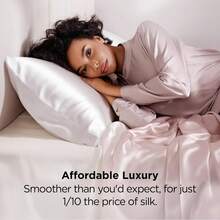 Set Of 2 Solid White Silky Satin Pillowcases, Smooth Cooling Pillow Covers For Hair Skin Care, Envelope Opening Pillow Case, Home Bedroom Bedding Decor, Pillow Not Included - White - View 2
