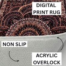 Washable Modern Minimalist Patterned Area Rug – Scandinavian Geometric Design, Contemporary Washable Carpet For Living Room, Bedroom & Home Decor - Rust Brown - View 8