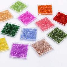18 Colors Tubular Glass Beads Set Box, Solid Color Long Cylindrical Rice Beads, Suitable For DIY Embroidery, Brooch, Bracelet, Jewelry Making Handicrafts - Multicolor - View 4
