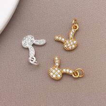 2pcs Cute Animal Rabbit Charm Pendants 18K Plated Full Pave Zirconia Bunny Head Charm For DIY Bracelet Necklace Jewelry Making Craft Supplies - Multicolor - View 3