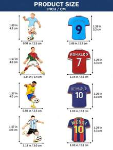FIFA 8pcs Football Player & Jersey Brooch Set, Messi, Ronaldo, Neymar, Haaland Zinc Alloy Metal Lapel Pin Set, Suitable For Backpack, Jacket, Clothing, Bag, Football Fan Gift - Multicolor - View 6