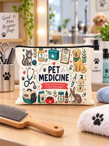 2D Cute Puppy Print Multifunctional Portable Makeup Bag, Travel Multi-Function Toiletry Bag, Essential For All Seasons, Suitable For Airport, Gym, Dorm, Office, Home, Commute And Daily Use, Holiday Gift, Ideal Gift For Dog Lovers - Multicolor - View 4