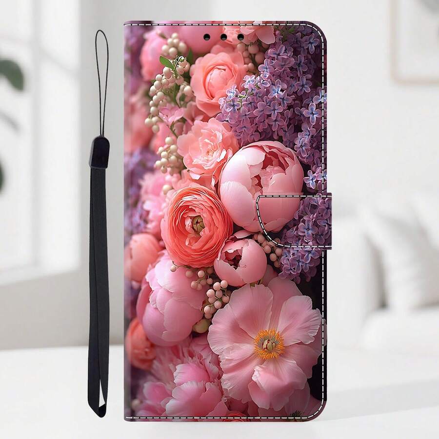 GLANDOTU PU Leather Wallet Phone Case, Cute Butterfly Design & Vintage Floral Pattern Flip Cover, With Card Slots And Magnetic Closure, Compatible With Multiple Brands And Models - Multicolor - View 1