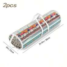 Multi-Color Wrapping Paper Storage Bag, Vertical Cylindrical Storage Bag With Transparent Observation Window And Reinforced Handle, Waterproof And Dustproof Large Capacity, Suitable For Wrapping Paper, Ribbons, Bows And Crafts, Perfect For Closets, Craft Rooms, Holiday Gift Wrapping And Party Preparation - Multicolor - View 16